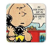 Logoshirt®️ Peanuts | Charlie Brown I Telephone | Posavasos | Corcho | 10x10cm | Impresión Duradera | Diseño Original con Licencia