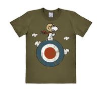 Logoshirt® Peanuts I Snoopy I Piloto I Camiseta Print I Mujer y Hombre I Cuello Redondo I Manga Corta I Verde I Diseño Original con Licencia I Talla M