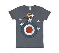 Logoshirt® Peanuts I Snoopy I Piloto I Target I Camiseta Print I Mujer y Hombre I Manga Corta I Azul-Gris I Diseño Original con Licencia I Talla L