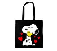 Logoshirt® Peanuts I Snoopy & Woodstock I Best Friends I Bolsa de algodón | Impresa I Asas largas | negro | Diseño original con licencia