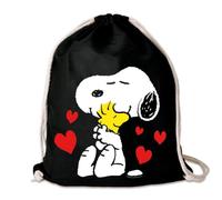 Logoshirt® Peanuts I Snoopy & Woodstock I Best Friends I Mochila saco I Estampada I AZO-free I Cordón resistente I negro I Diseño original con licencia