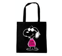 Logoshirt® Peanuts | Snoopy | Joe Cool Rosa | Bolsa de algodón | Impresa I Asas largas | negro | Diseño original con licencia