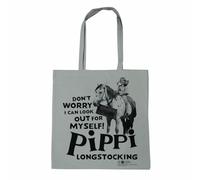 Logoshirt® Pippi Calzaslargas I Cita I Bolsa de algodón I Impresa I Asas largas I gris I Diseño original con licencia