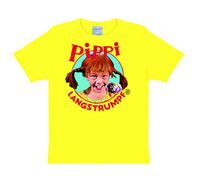 Logoshirt®️ Pippi Calzaslargas I Retrato I Camiseta Print I Niña y Niño I Manga Corta I Amarillo | Diseño Original con Licencia I Talla 2-3 años