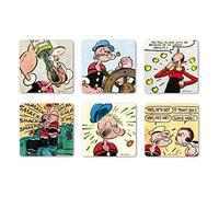 Logoshirt® Popeye el Marino I Popeye y Olivia I Juego de 6 I Posavasos I Corcho I 10x10cm I Impresión Duradera I Diseño Original con Licencia