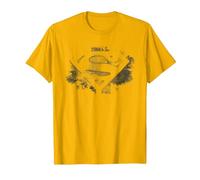 Logotipo Blanco y Negro desteñido de Superman Camiseta, Hombre, Dorado Brillante, XL