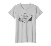 Logotipo Blanco y Negro desteñido de Superman Camiseta, Mujer, Plata, 3XL