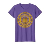 Logotipo BSG 75 de la Flota Colonial de Battlestar Galactica Camiseta, Mujer, Morado Jaspeado, L