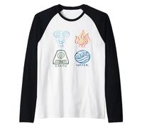 Logotipo clásico clásico gráfico Divertido Fuego Agua Tierra Vintage Camiseta Manga Raglan