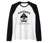 Logotipo clásico Divertido de los Goonies Never Say Die Skull Pirate de los 80 Camiseta Manga Raglan