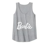 Logotipo de Barbie Blanco Camiseta sin Mangas, Mujer, Gris Jaspeado, XL
