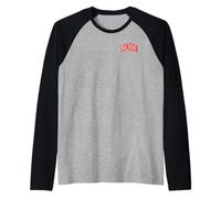 Logotipo de Bolsillo Curvado Rojo de Londres, Reino Unido, Inglaterra Camiseta Manga Raglan