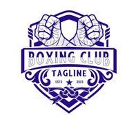 Logotipo de boxeo con elementos de guantes de boxeo, diseño de emblema, insignia retro Pegatinas de pared de vinilo 67.2x72.6cm Varios tamaños Azul oscuro