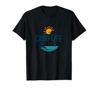 Logotipo de Cabo Life: Tropical Beach Vacation Sunset Camiseta, Hombre, Negro, XXL