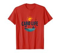 Logotipo de Cabo Life: Tropical Beach Vacation Sunset Camiseta, Hombre, Rojo, XXL