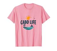 Logotipo de Cabo Life: Tropical Beach Vacation Sunset Camiseta, Hombre, Rosado, L