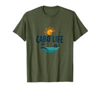Logotipo de Cabo Life: Tropical Beach Vacation Sunset Camiseta, Hombre, Verde Oliva, 3XL