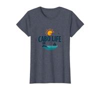 Logotipo de Cabo Life: Tropical Beach Vacation Sunset Camiseta, Mujer, Azul Jaspeado, 3XL
