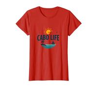 Logotipo de Cabo Life: Tropical Beach Vacation Sunset Camiseta, Mujer, Rojo, XXL