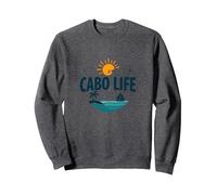 Logotipo de Cabo Life: Tropical Beach Vacation Sunset Sudadera, Unisex para Adultos, Jaspeado Oscuro, XXL