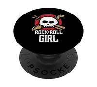 Logotipo de Calavera Musical de Rock and Roll Girl PopSockets PopGrip Adhesivo