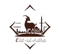 Logotipo de Eid-ul-Adha con cabra y mezquita Calcomanías de tallado fino 54.6x59.5cm Se puede modificar y añadir información Café