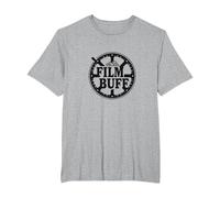 Logotipo de Film Buff Cinephile Movie Reel Camiseta, Hombre Tallas Grandes, Gris Jaspeado, 5X Alto