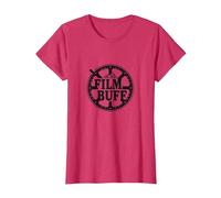 Logotipo de Film Buff Cinephile Movie Reel Camiseta, Mujer, Rojo Jaspeado, XL