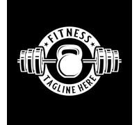 Logotipo de fitness y círculo de pesas rusas Calcomanías de grabado 50.4x76cm No se cae Blanco