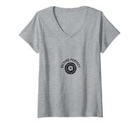 Logotipo de fotografía de Lente de cámara Camiseta Cuello V, Mujer, Gris Jaspeado, S