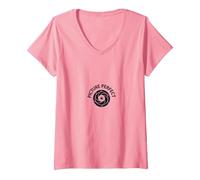 Logotipo de fotografía de Lente de cámara Camiseta Cuello V, Mujer, Rosado, L