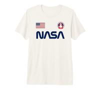 Logotipo de Gusano de la NASA + Bandera de Estados Unidos + Parche de misión Enterprise 1977 Camiseta Premium