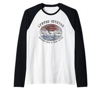 Logotipo de la bandera de Estados Unidos Southern Rock Here To Stay Biker Camiseta Manga Raglan