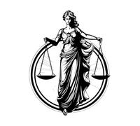 logotipo de la dama de la justicia, equidad ética, gracia judicial, dama de la justicia Calcomanías de pared de vinilo 40x51.6cm Incluye kit de película de transferencia Negro
