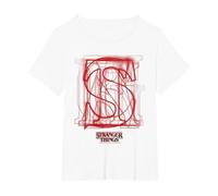 Logotipo de Letras Rojas superpuestas de Stranger Things Camiseta, Mujer Tallas Grandes, Blanco, 2XL Grande