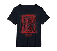 Logotipo de Letras Rojas superpuestas de Stranger Things Camiseta, Mujer Tallas Grandes, Negro, 3XL Grande