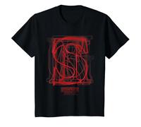 Logotipo de Letras Rojas superpuestas de Stranger Things Camiseta, Niños, Negro, 10 años