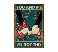 Logotipo de Mickey Minnie de la lata de la vieja moda sosteniendo las manos You and Me We Got This Bar Club Cafe Decoración de pared del hogar 20 x 30 cm