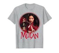 Logotipo de Mulan Live Action de Mulan Circle de Disney Camiseta, Hombre, Gris Jaspeado, L
