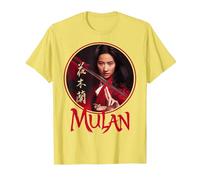 Logotipo de Mulan Live Action de Mulan Circle de Disney Camiseta, Hombre, Limón, XL