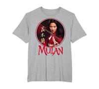 Logotipo de Mulan Live Action de Mulan Circle de Disney Camiseta, Hombre tallas grandes, Gris Jaspeado, 6X Alto
