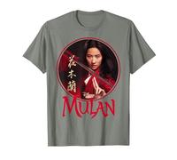 Logotipo de Mulan Live Action de Mulan Circle de Disney Camiseta, Hombre, Verde militar jaspeado, XXL