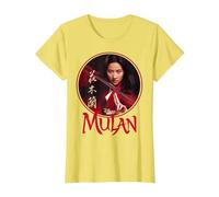Logotipo de Mulan Live Action de Mulan Circle de Disney Camiseta, Mujer, Limón, S