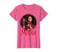 Logotipo de Mulan Live Action de Mulan Circle de Disney Camiseta, Mujer, Rosa jaspeado, XXL