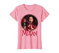 Logotipo de Mulan Live Action de Mulan Circle de Disney Camiseta, Mujer, Rosado, XL