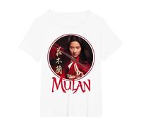 Logotipo de Mulan Live Action de Mulan Circle de Disney Camiseta, Mujer tallas grandes, Blanco, 4XL Grande