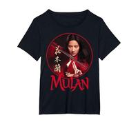 Logotipo de Mulan Live Action de Mulan Circle de Disney Camiseta, Mujer tallas grandes, Negro, 5XL Grande