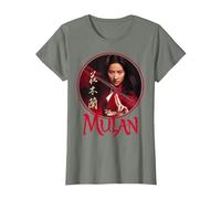 Logotipo de Mulan Live Action de Mulan Circle de Disney Camiseta, Mujer, Verde militar jaspeado, XL