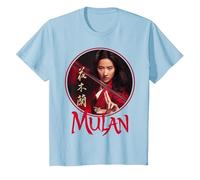 Logotipo de Mulan Live Action de Mulan Circle de Disney Camiseta, Niños, Azul Bebé, 12 años
