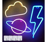 Logotipo de neón, juego de 3x flash Cloud Planet neón logotipo batería USB neón logotipo de neón logotipo de neón dormitorio, Sala de juegos, bar, fiesta, juego de niños logotipo de habitación
